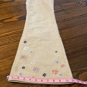 Forever 21 Embroidered Flower Corduroy Flare Pants